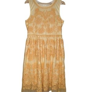 Sundance Love at First Sight Mesh Lace Dress | 10 | yellow